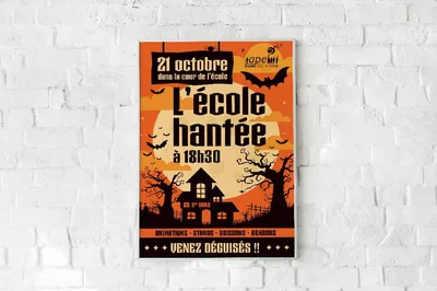 affiche fête d' Halloween école